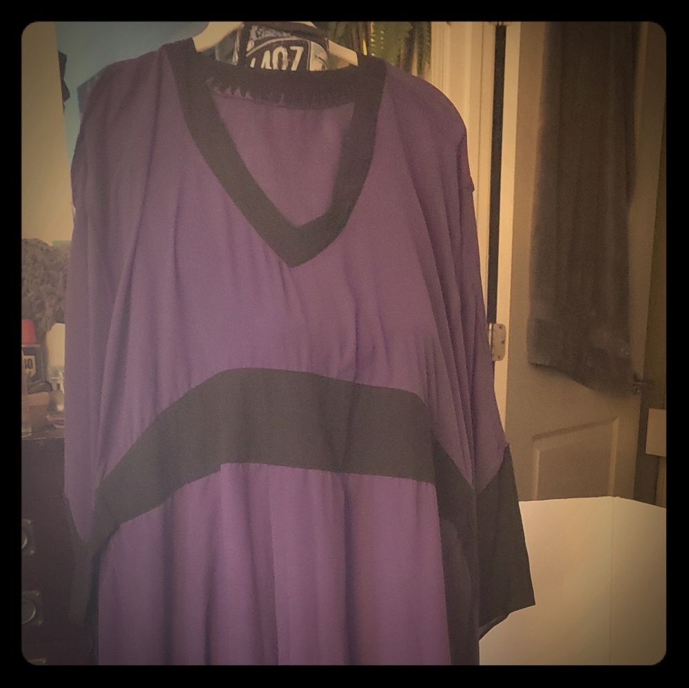 Purple/black caftan.